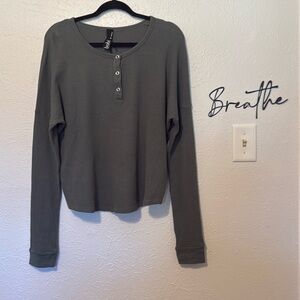 Bobi Los Angeles Textured Cotton Waist Length Thermal Henley